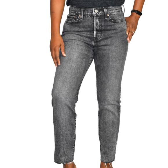 Levis Wedgie Jeans Black Icon Button Fly Straight Leg Cropped High Rise Size 27 - Picture 1 of 16